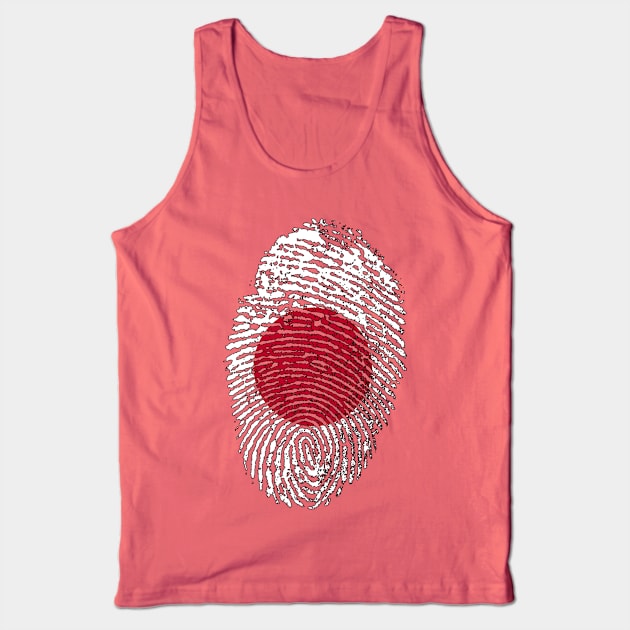 Japanese Flag - Japan Flag - JP Flag Fingerprint Tank Top by Printaha